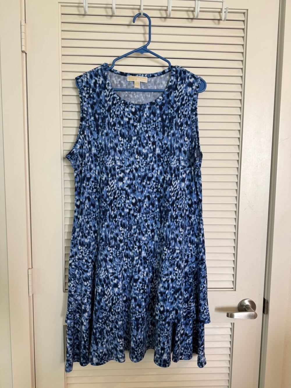 Michael Kors Blue Multi-Tone Sleeveless A-Line Dress